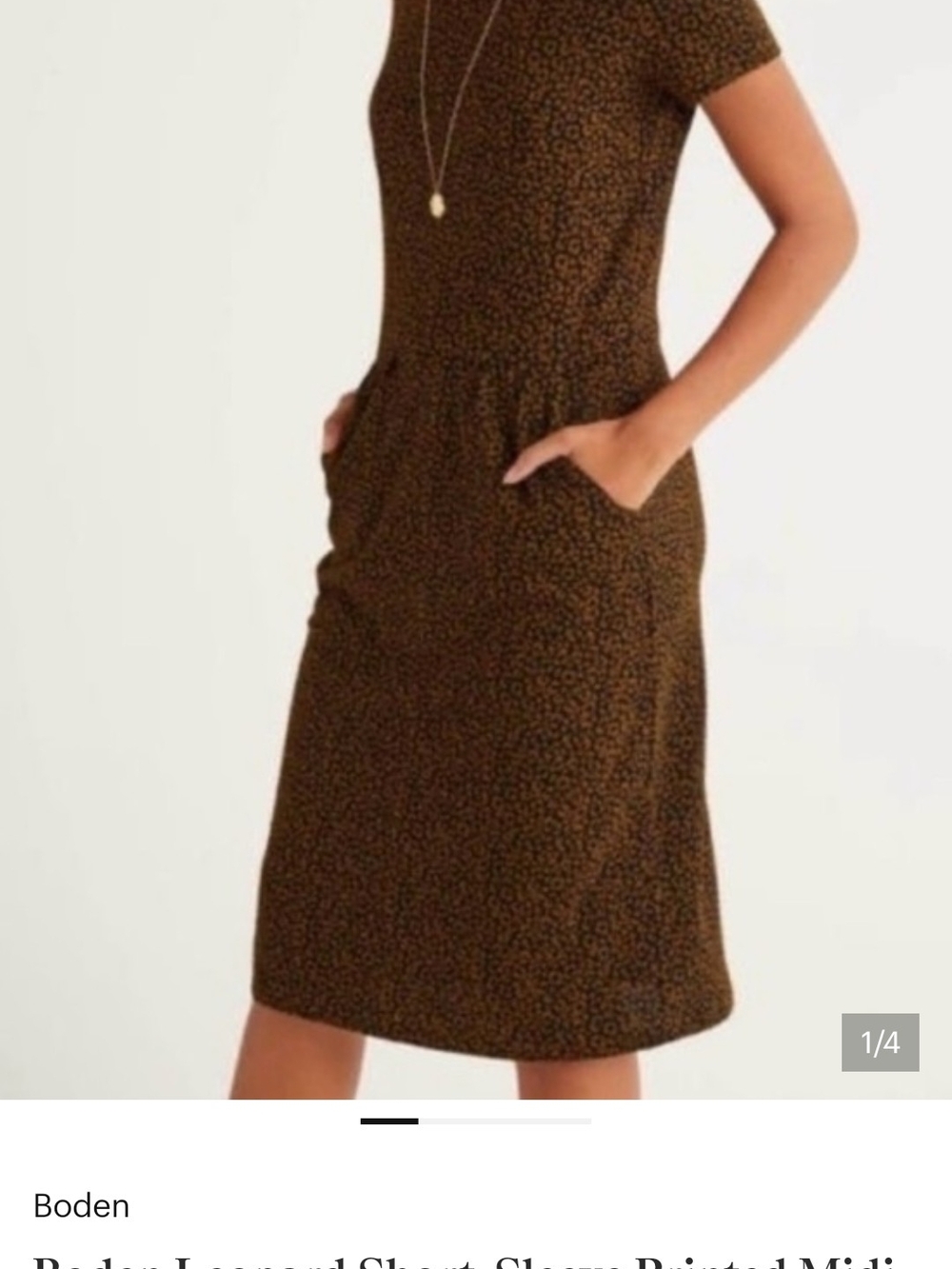 Boden Brown Leopard-Print Short Sleeve Midi Dress